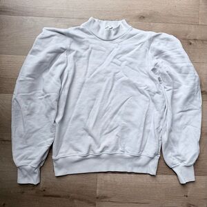 AGOLDE‎ Women’s Folded Puff Sleeve Mock Neck Sweatshirt Off White S